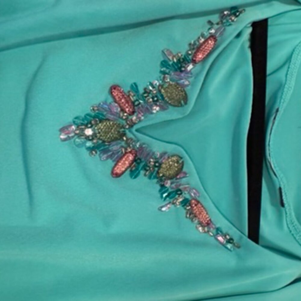 Susan Graver Matching Jacket & Jeweled Tank Set, 2X Teal - Picture 6 of 6